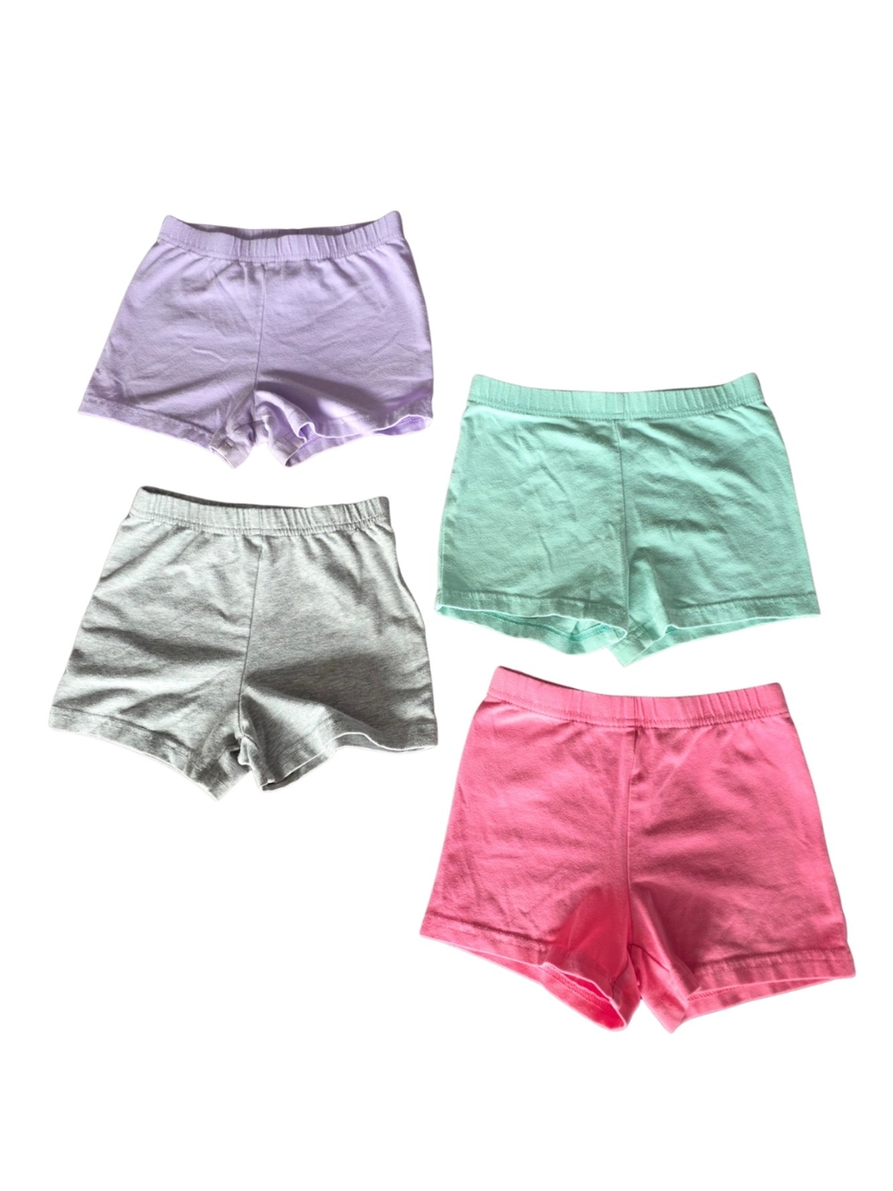 Carter's Girls 4-Pack Cotton Stretch Shorts — Pink, Mint, Lavender, Gray